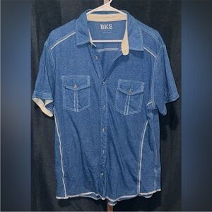 BKE Casual Blue Button Down Shirt size L